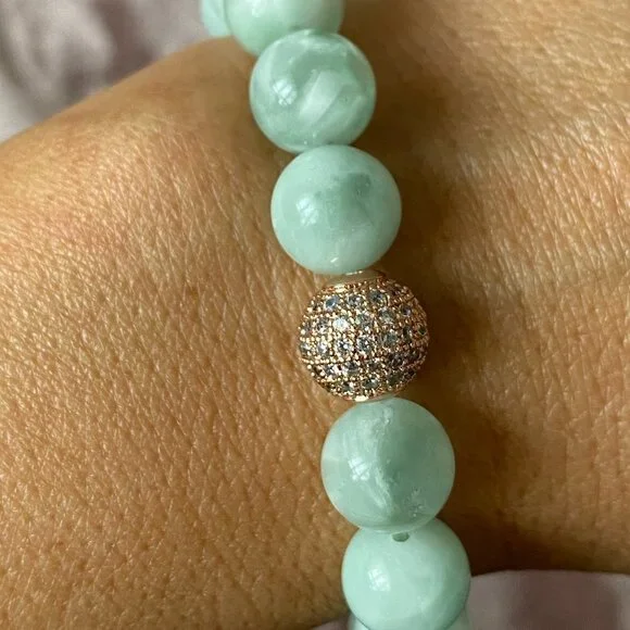 Genuine Green Moonstone Bracelet, Handmade - Picture 4 of 6